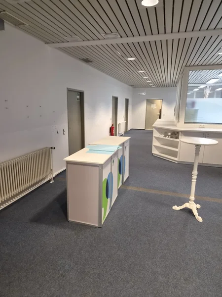 Empfangsbereich mit Theke und frisch gestrichenen Wänden in Kiel