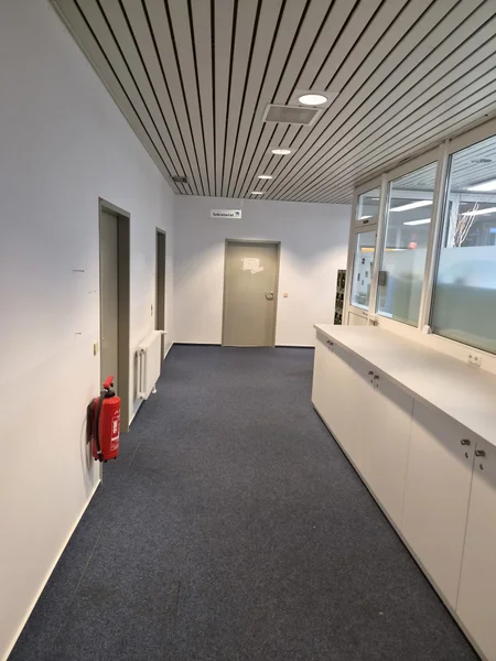 Flur mit Einbauschränken, Wände in kräftigem Weiß gestrichen